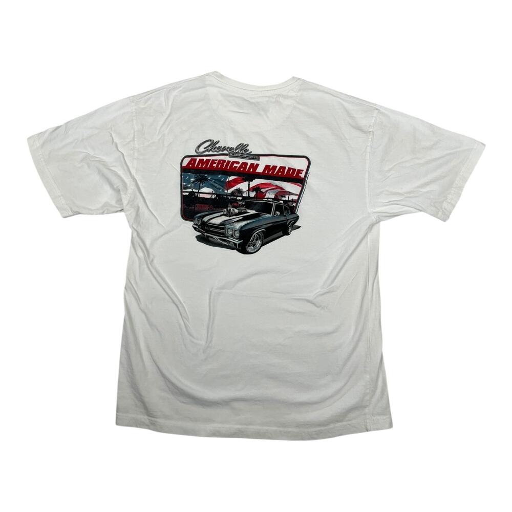 Chevelle American Made T-Shirt Mens XL White Muscle Car USA Flag Chevrolet Retro